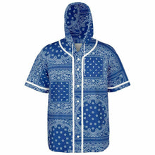 Load image into Gallery viewer, Bandana Hooded Baseball Jersey Blue
