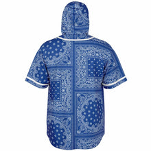 Load image into Gallery viewer, Bandana Hooded Baseball Jersey Blue
