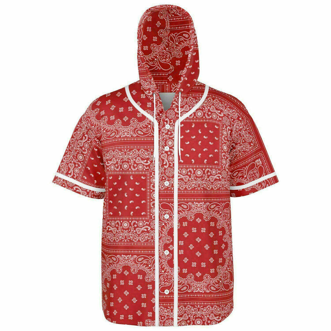 Bandana Hooded Baseball Jersey Red