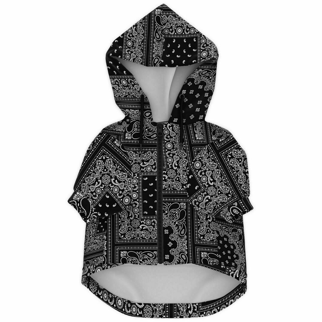 Bandana Dog Zip-Up Hoodie - Black