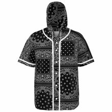 Load image into Gallery viewer, Bandana Hooded Baseball Jersey Black
